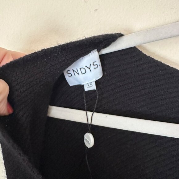 Revolve SNDYS Double Cross Ribbed Knit Sweater Womens Size XS Balloon Sleeves - Picture 3 of 8